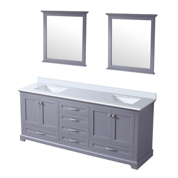 Dukes 80 in. W x 22 in. D Dark Grey Double Bath Vanity, Cultured Marble Top, and 30 in. Mirrors