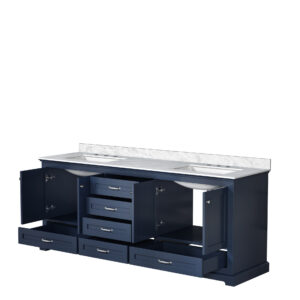 Dukes 80 in. W x 22 in. D Navy Blue Double Bath Vanity and Carrara Marble Top