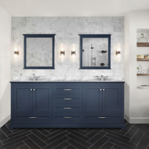 Dukes 80 in. W x 22 in. D Navy Blue Double Bath Vanity and 30 in. Mirrors