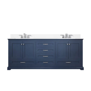 Dukes 80 in. W x 22 in. D Navy Blue Double Bath Vanity, White Quartz Top, and Faucet Set