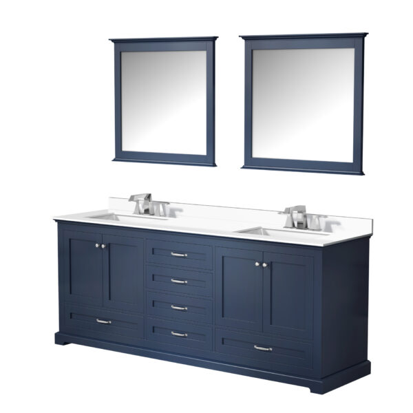 Dukes 80 in. W x 22 in. D Navy Blue Double Bath Vanity, Cultured Marble Top, Faucet Set, and 30 in. Mirrors