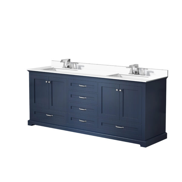 Dukes 80 in. W x 22 in. D Navy Blue Double Bath Vanity, White Quartz Top, and Faucet Set