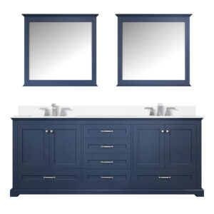 Dukes 80 in. W x 22 in. D Navy Blue Double Bath Vanity, Cultured Marble Top, Faucet Set, and 30 in. Mirrors