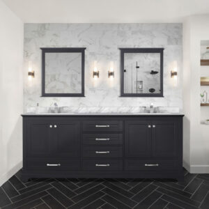 Dukes 80 in. W x 22 in. D Espresso Double Bath Vanity and 30 in. Mirrors