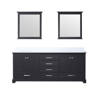 Dukes 80 in. W x 22 in. D Espresso Double Bath Vanity, Cultured Marble Top, and 30 in. Mirrors