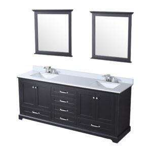 Dukes 80 in. W x 22 in. D Espresso Double Bath Vanity, Cultured Marble Top, Faucet Set, and 30 in. Mirrors