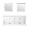 Dukes 84 in. W x 22 in. D White Double Bath Vanity, Cultured Marble Top, and 34 in. Mirrors