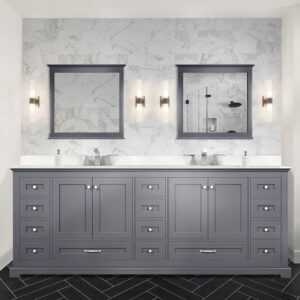 Dukes 84 in. W x 22 in. D Dark Grey Double Bath Vanity and Cultured Marble Top