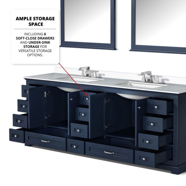 Dukes 84 in. W x 22 in. D Navy Blue Double Bath Vanity and Cultured Marble Top