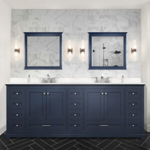 Dukes 60 in. W x 22 in. D Navy Blue Double Bath Vanity and White Quartz Top