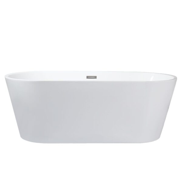 Melina 59 in White Freestanding Acrylic Flatbottom Soaking Bathtub with Chrome Hardware