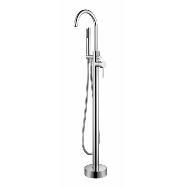 Lago Single Handle Freestanding Floor Mount Tub Faucet Bathtub Filler with Hand Shower in Chrome