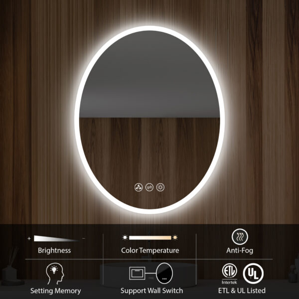 Blossom Oval - 24'' LED Mirror Frosted Side