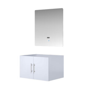 Geneva 30 in. W x 22 in. D Glossy White Bath Vanity and 30 in. LED Mirror