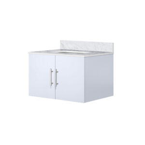 Geneva 30 in. W x 22 in. D Glossy White Bath Vanity and Carrara Marble Top