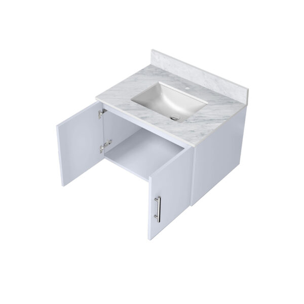 Geneva 30 in. W x 22 in. D Glossy White Bath Vanity and Carrara Marble Top