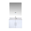 Geneva 30 in. W x 22 in. D Glossy White Bath Vanity, Carrara Marble Top, Faucet Set, and 30 in. LED Mirror