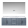 Geneva 60 in. W x 22 in. D Dark Grey Double Bath Vanity, Carrara Marble Top, and 60 in. LED Mirror