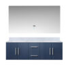 Geneva 60 in. W x 22 in. D Navy Blue Double Bath Vanity, Carrara Marble Top, and 60 in. LED Mirror