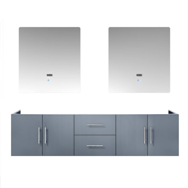 Geneva 72 in. W x 22 in. D Dark Grey Double Bath Vanity and 30 in. LED Mirrors