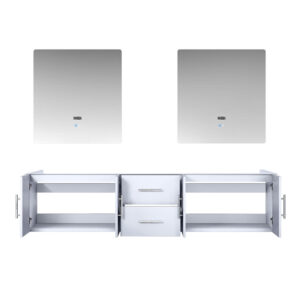 Geneva 80 in. W x 22 in. D Glossy White Double Bath Vanity and 30 in. LED Mirrors