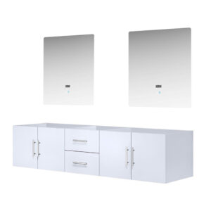 Geneva 80 in. W x 22 in. D Glossy White Double Bath Vanity and 30 in. LED Mirrors