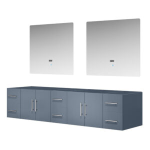 Geneva 84 in. W x 22 in. D Dark Grey Double Bath Vanity and 36 in. LED Mirrors