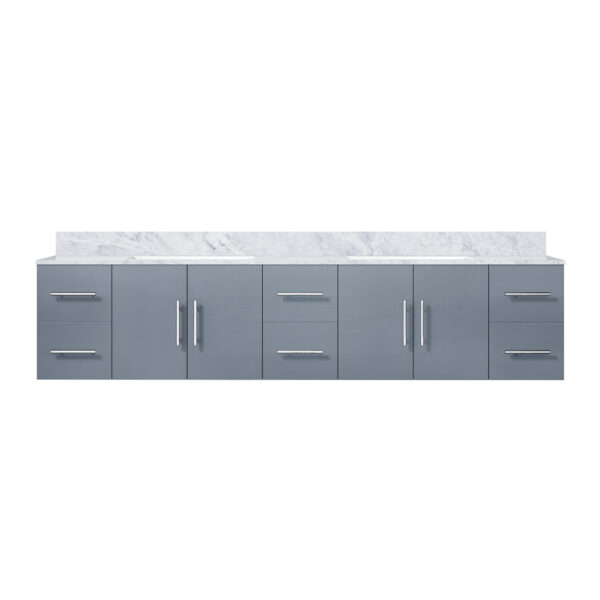 Geneva 84 in. W x 22 in. D Dark Grey Double Bath Vanity and Carrara Marble Top