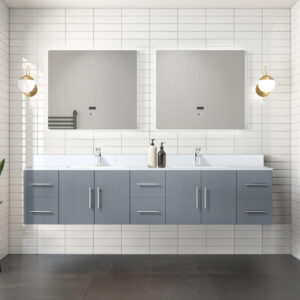 Geneva 84 in. W x 22 in. D Dark Grey Double Bath Vanity and Cultured Marble Top