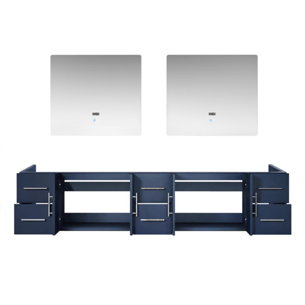 Geneva 84 in. W x 22 in. D Navy Blue Double Bath Vanity and 36 in. LED Mirrors