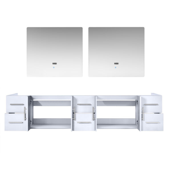 Geneva 84 in. W x 22 in. D Glossy White Double Bath Vanity and 36 in. LED Mirrors