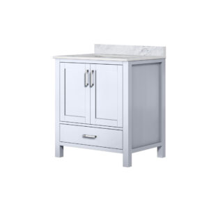 Jacques 30 in. W x 22 in. D White Bath Vanity and Carrara Marble Top