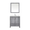 Jacques 30 in. W x 22 in. D Distressed Grey Bath Vanity, Carrara Marble Top, Faucet Set, and 28 in. Mirror