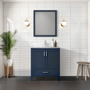 Jacques 30 in. W x 22 in. D Navy Blue Bath Vanity and 28 in. Mirror