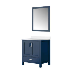 Jacques 30 in. W x 22 in. D Navy Blue Bath Vanity, Cultured Marble Top, and 28 in. Mirror