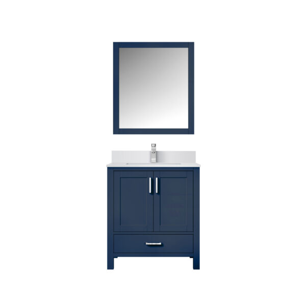 Jacques 30 in. W x 22 in. D Navy Blue Bath Vanity, Cultured Marble Top, Faucet Set, and 28 in. Mirror