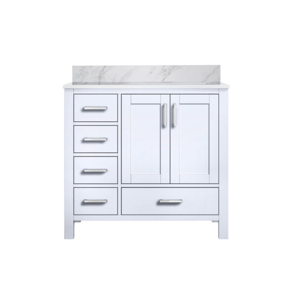 Jacques 36 in. W x 22 in. D Right Offset White Bath Vanity and Carrara Marble Top