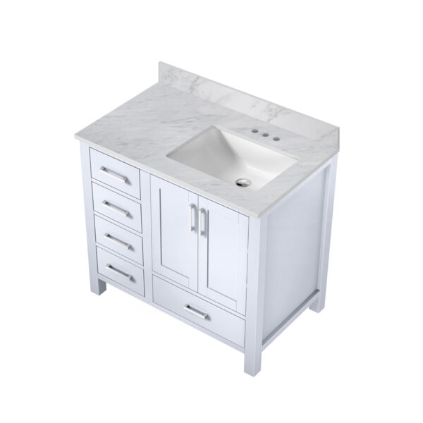 Jacques 36 in. W x 22 in. D Right Offset White Bath Vanity and Carrara Marble Top