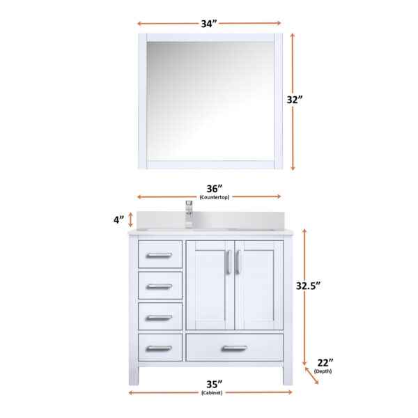 Jacques 36 in. W x 22 in. D Left Offset White Bath Vanity and Cultured Marble Top