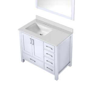 Jacques 36 in. W x 22 in. D Left Offset White Bath Vanity, Cultured Marble Top, and 34 in. Mirror