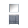 Jacques 36 in. W x 22 in. D Left Offset Dark Grey Bath Vanity, Carrara Marble Top, and 34 in. Mirrors