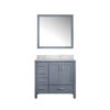 Jacques 36 in. W x 22 in. D Right Offset Dark Grey Bath Vanity, Carrara Marble Top, and 34 in. Mirrors