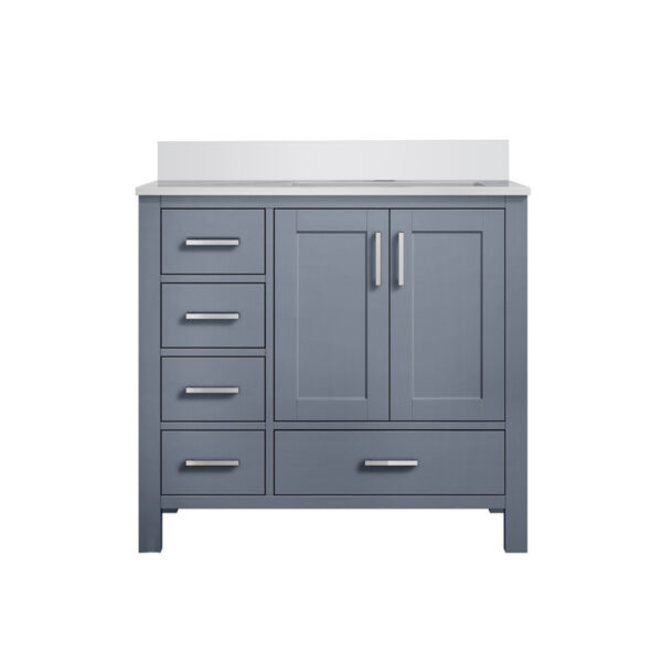 Jacques 36 in. W x 22 in. D Right Offset Dark Grey Bath Vanity and Cultured Marble Top