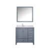 Jacques 36 in. W x 22 in. D Left Offset Dark Grey Bath Vanity, Cultured Marble Top, Faucet Set, and 34 in. Mirror