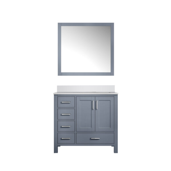 Jacques 36 in. W x 22 in. D Right Offset Dark Grey Bath Vanity, Cultured Marble Top, and 34 in. Mirror