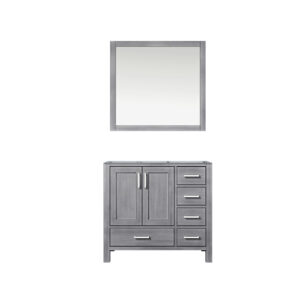 Jacques 36 in. W x 22 in. D Left Offset Distressed Grey Bath Vanity and 34 in. Mirrors