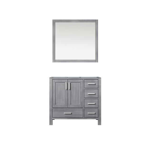 Jacques 36 in. W x 22 in. D Left Offset Distressed Grey Bath Vanity and 34 in. Mirrors