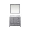 Jacques 36 in. W x 22 in. D Left Offset Distressed Grey Bath Vanity, Carrara Marble Top, and 34 in. Mirrors