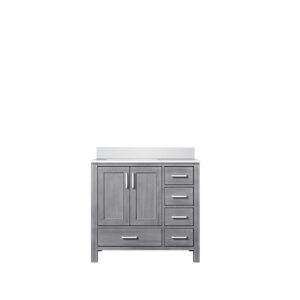 Jacques 36 in. W x 22 in. D Left Offset Distressed Grey Bath Vanity and Cultured Marble Top