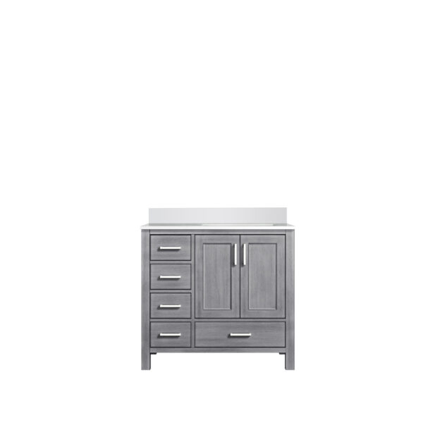 Jacques 36 in. W x 22 in. D Right Offset Distressed Grey Bath Vanity and Cultured Marble Top